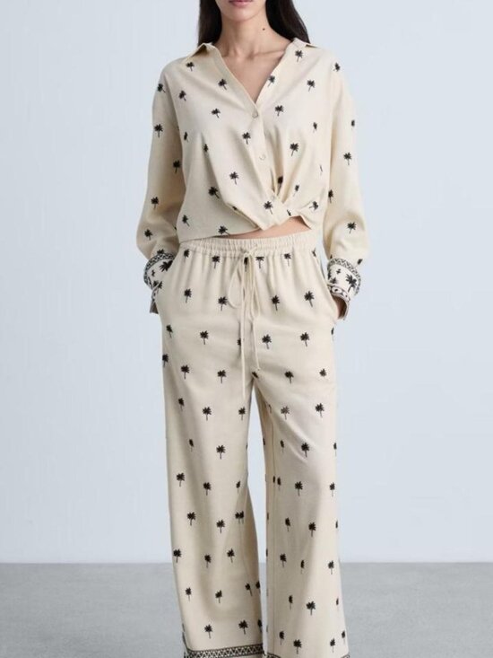 Mango Tops - Mango Embroidered Linen Matching Set